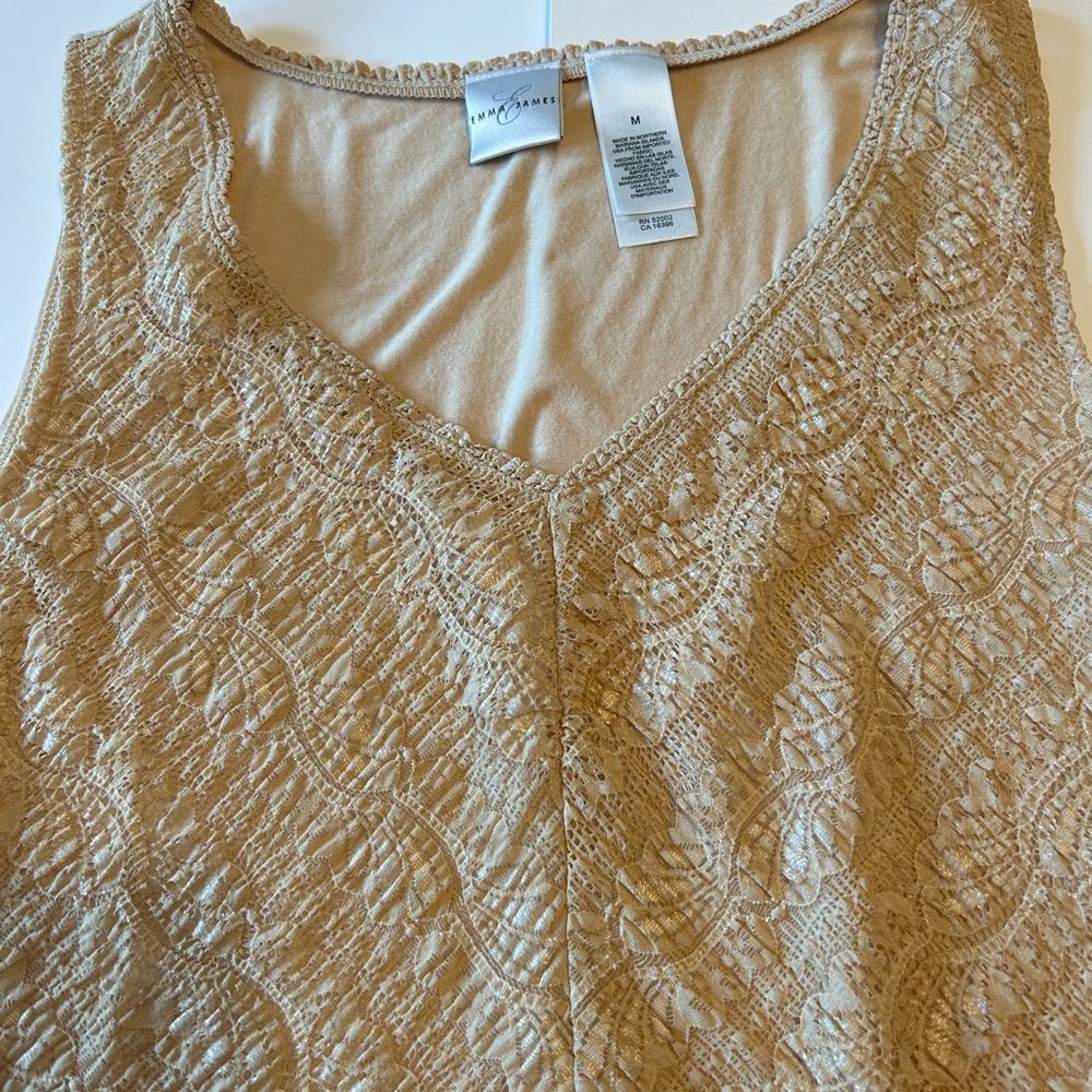 Emma James Beige Lace Tank Top - Picture 3 of 6
